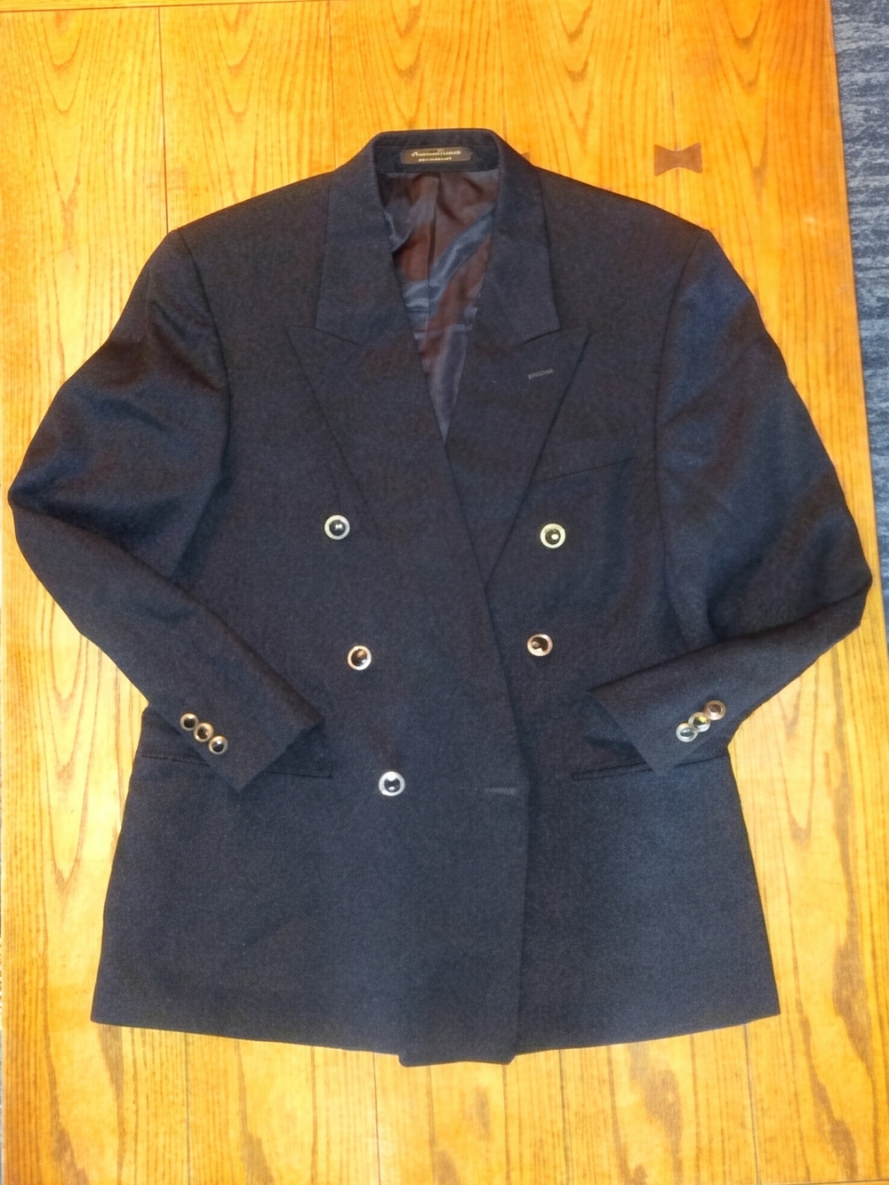 Brandini Size 40R Black Wool Blazer